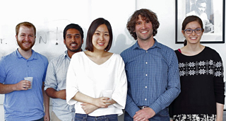 The UChicago LIGO team includes (from left): Ben Farr, Zoheyr Doctor, Hsin-Yu Chen, Assoc. Prof. Daniel Holz and Maya Fischbach. (Not pictured: Reed Essick)  <i>Courtesy of Assoc. Prof. Daniel Holz</i>