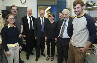 Fred Kavli (center) visits the KICP in 2004