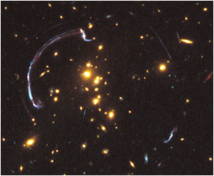 A team of astronomers aimed Hubble at one of the most striking examples of gravitational lensing, a nearly 90-degree arc of light in the galaxy cluster RCS2 032727-132623. Hubbles view of the distant background galaxy, which lies nearly 10 billion light-years away, is significantly more detailed than could ever be achieved without the help of the gravitational lens. This observation provides a unique opportunity to study the physical properties of a galaxy vigorously forming stars when the universe was only one-third its present age. The results have been accepted for publication in The Astrophysical Journal.