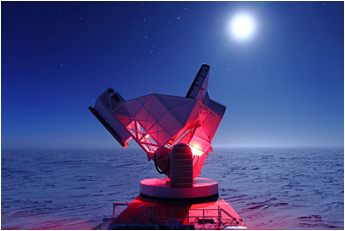 The South Pole Telescope has detected the first B-mode polarization signal in the cosmic microwave background.  <i>Daniel Luong-Van, NSF</i>
