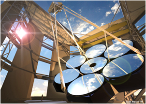 The Giant Magellan Telescope will combine seven 8.4-meter primary mirror segments into the equivalent of a 24.5-meter telescope.   <i>Photo courtesy of Giant Magellan Telescope - GMTO Corp.</i>