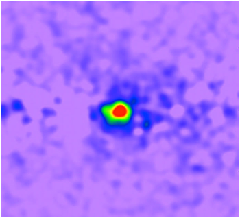 Image of excess gamma rays seen around the center of the Milky Way galaxy, detected by the Fermi Gamma-Ray Space Telescope.   <i>Credit: The Characterization of the Gamma-Ray Signal from the Central Milky Way: A Compelling Case for Annihilating Dark Matter, Daylan et al., arXiv:1402.6703v1 [astro-ph.HE] 26 Feb 2014.<i>